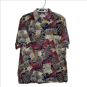 Michael Austin Short Sleeve Button Up Tropical Deaign Label Reads Size Medium